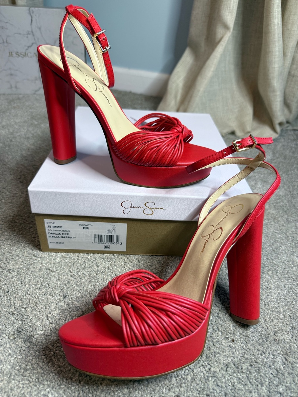 Jessica Simpson Red Knotted Platform Slingback Sandals